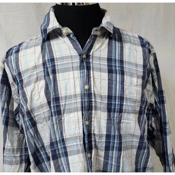 Wrangler Jeans Co Mens XL Blue Plaid Long Sleeves Button Up Western Shirt - Picture 2 of 11